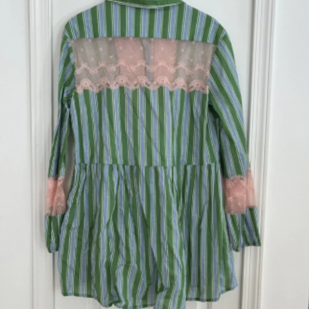 Anthropologie Green and Pink Dress M - Picture 8 of 10